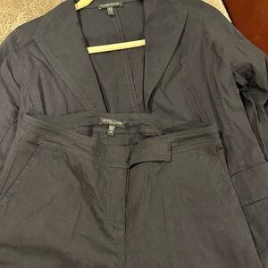 Eileen Fisher, Stunning, Dark Navy, Linen Pants -PP, and Linen Jacket-4P
